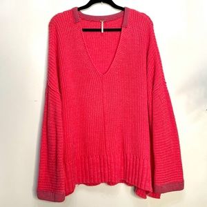 Free People 💗 hot pink knit sweater